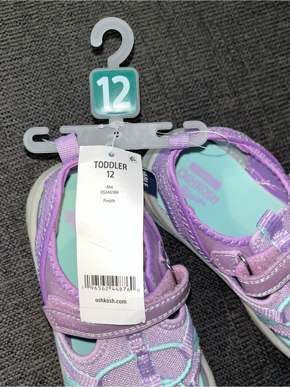 NWT OshKosh B'gosh Lavender and Teal Closed Toe Sandals for Girls - Size 12 - Picture 5 of 5